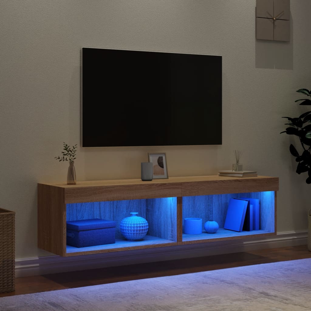2 Piece TV Cabinet Set with LED Lights Sonoma Oak 60x30x30 cm
