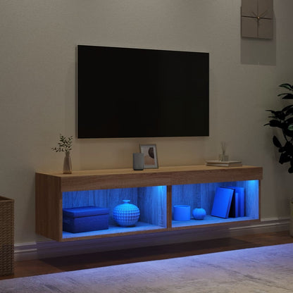 2 Piece TV Cabinet Set with LED Lights Sonoma Oak 60x30x30 cm