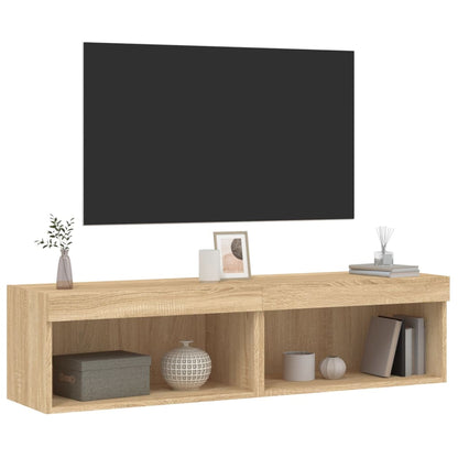 2 Piece TV Cabinet Set with LED Lights Sonoma Oak 60x30x30 cm