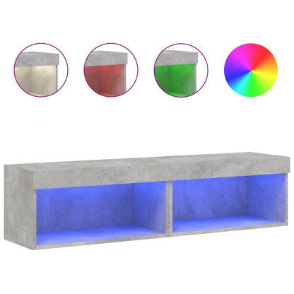 2 Piece TV Cabinet Set with LED Lights Concrete Grey 60x30x30 cm
