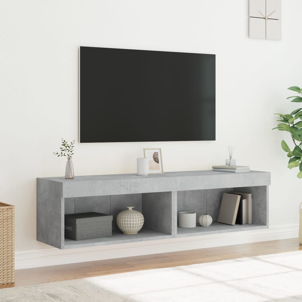 TV Cabinets with LED Lights 2 pcs Concrete Grey 60x30x30 cm