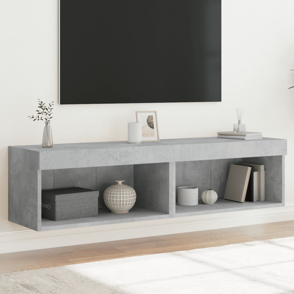 2 Piece TV Cabinet Set with LED Lights Concrete Grey 60x30x30 cm