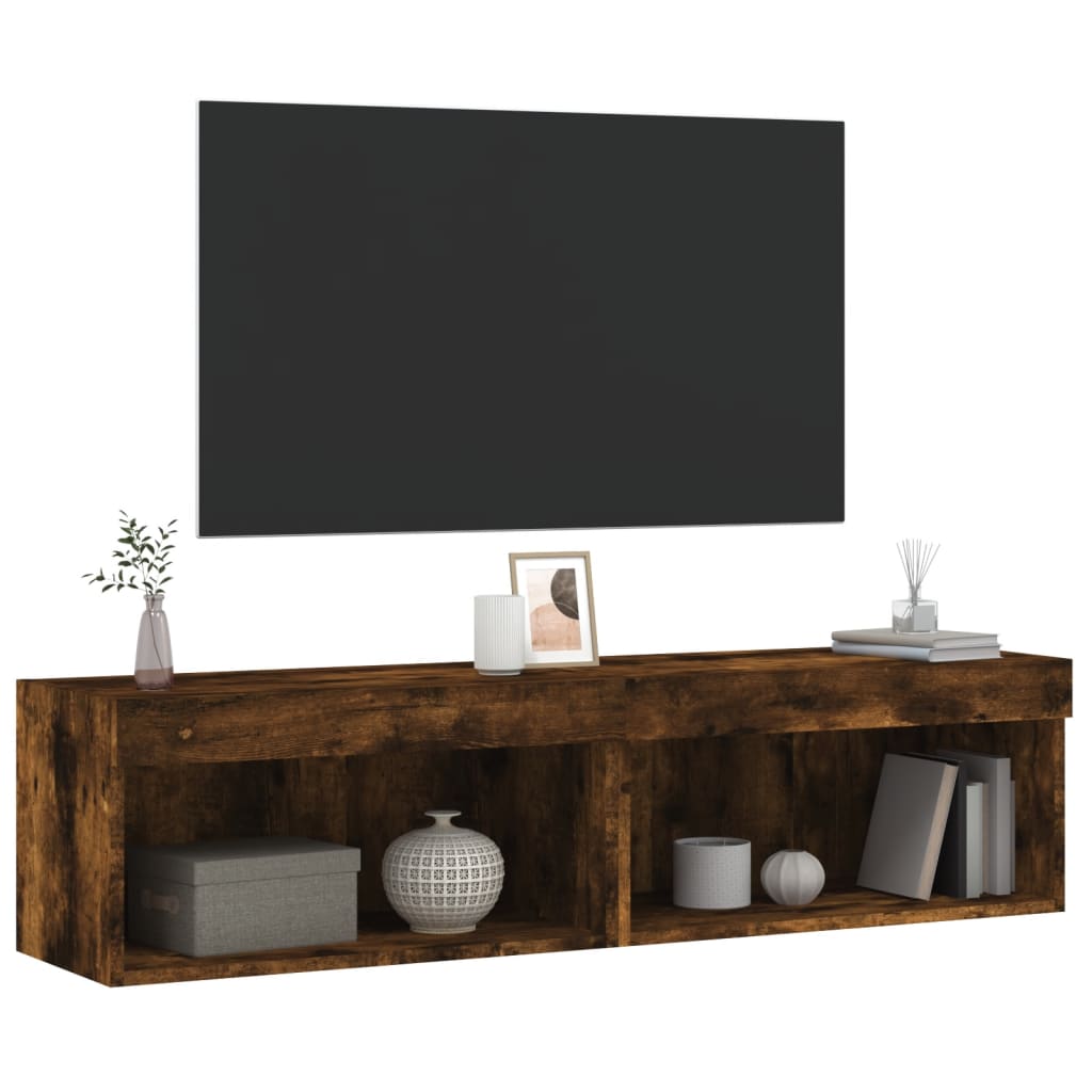 2 Piece TV Cabinet Set with LED Lights Smoked Oak 60x30x30 cm