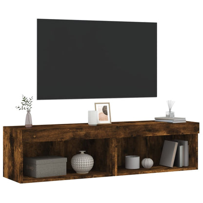 2 Piece TV Cabinet Set with LED Lights Smoked Oak 60x30x30 cm