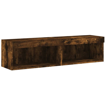 2 Piece TV Cabinet Set with LED Lights Smoked Oak 60x30x30 cm