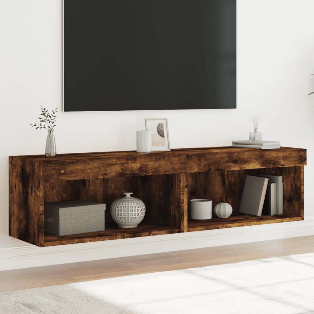 2 Piece TV Cabinet Set with LED Lights Smoked Oak 60x30x30 cm