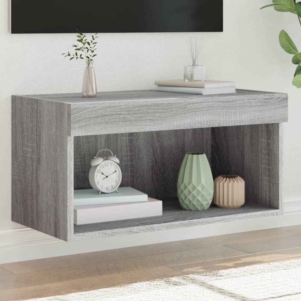 TV Cabinet with LED Lights Grey Sonoma 60x30x30 cm