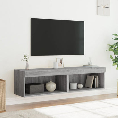 2 Piece TV Cabinet Set with LED Lights Grey Sonoma 60x30x30 cm