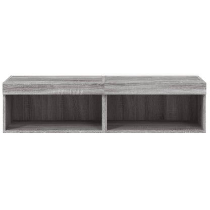 2 Piece TV Cabinet Set with LED Lights Grey Sonoma 60x30x30 cm