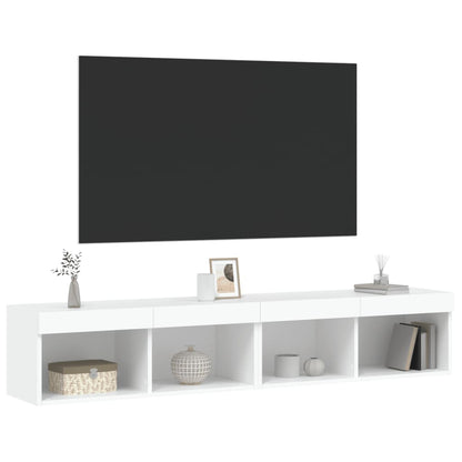 2 Piece TV Cabinet Set with LED Lights White 80x30x30 cm