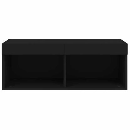 TV Cabinet with LED Lights Black 80x30x30 cm