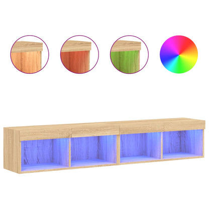 2 Piece TV Cabinet Set with LED Lights Sonoma Oak 80x30x30 cm
