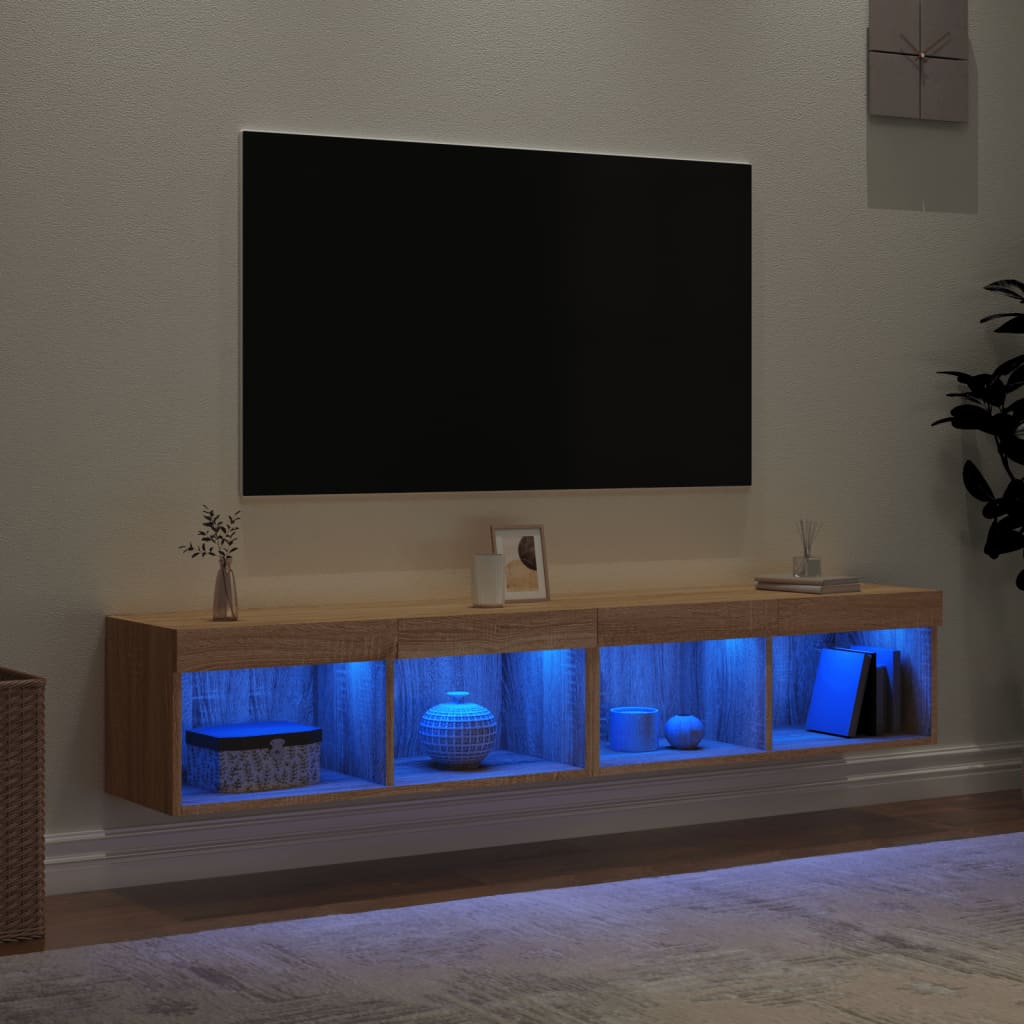 2 Piece TV Cabinet Set with LED Lights Sonoma Oak 80x30x30 cm