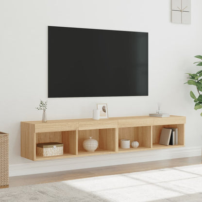 2 Piece TV Cabinet Set with LED Lights Sonoma Oak 80x30x30 cm