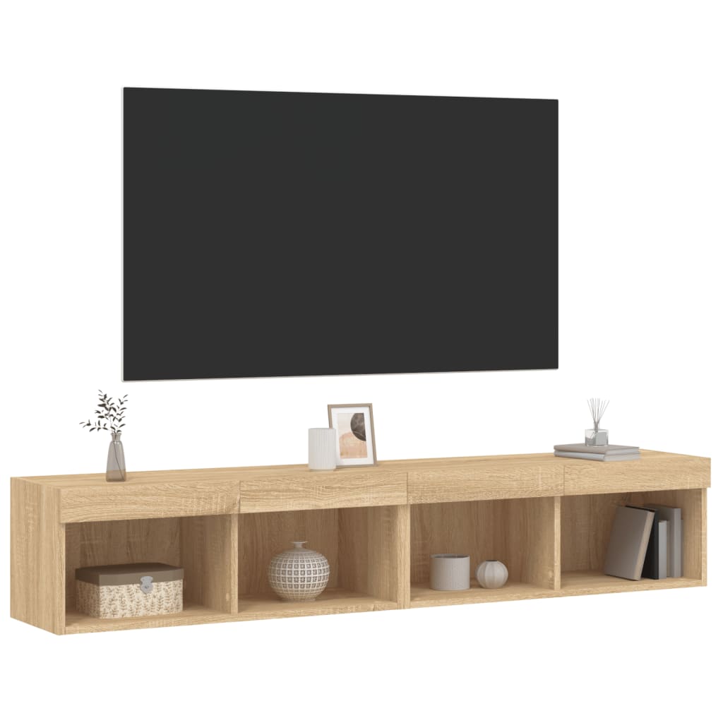 2 Piece TV Cabinet Set with LED Lights Sonoma Oak 80x30x30 cm