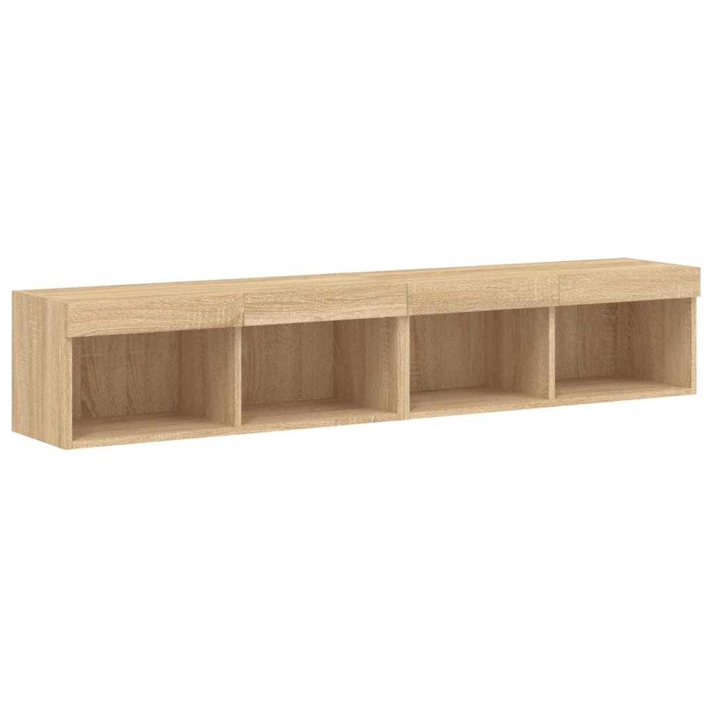 2 Piece TV Cabinet Set with LED Lights Sonoma Oak 80x30x30 cm