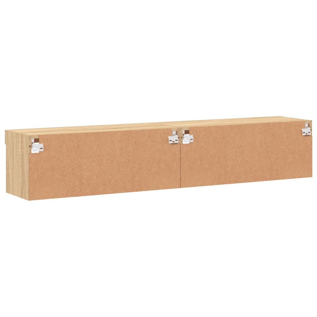 2 Piece TV Cabinet Set with LED Lights Sonoma Oak 80x30x30 cm