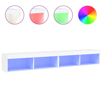 2 Piece TV Cabinet Set with LED Lights White 100x30x30 cm