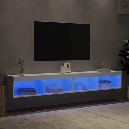 2 Piece TV Cabinet Set with LED Lights White 100x30x30 cm