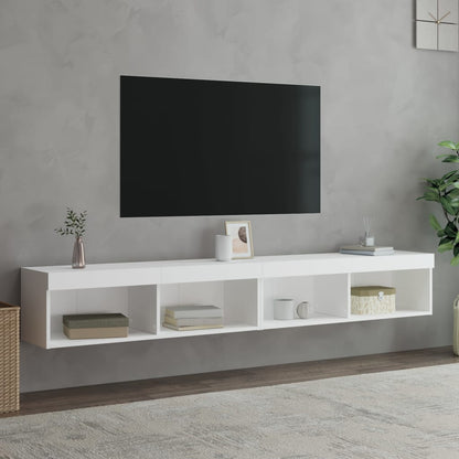 2 Piece TV Cabinet Set with LED Lights White 100x30x30 cm