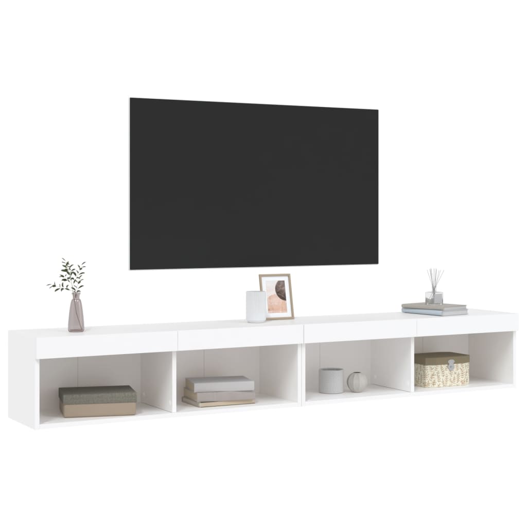 TV Cabinets with LED Lights 2 pcs White 100x30x30 cm