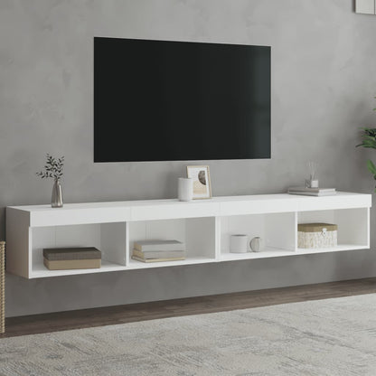 2 Piece TV Cabinet Set with LED Lights White 100x30x30 cm