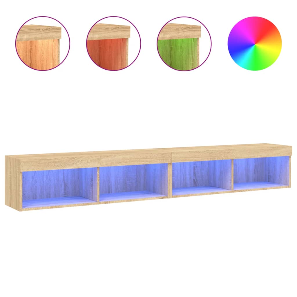 2 Piece TV Cabinet Set with LED Lights Sonoma Oak 100x30x30 cm