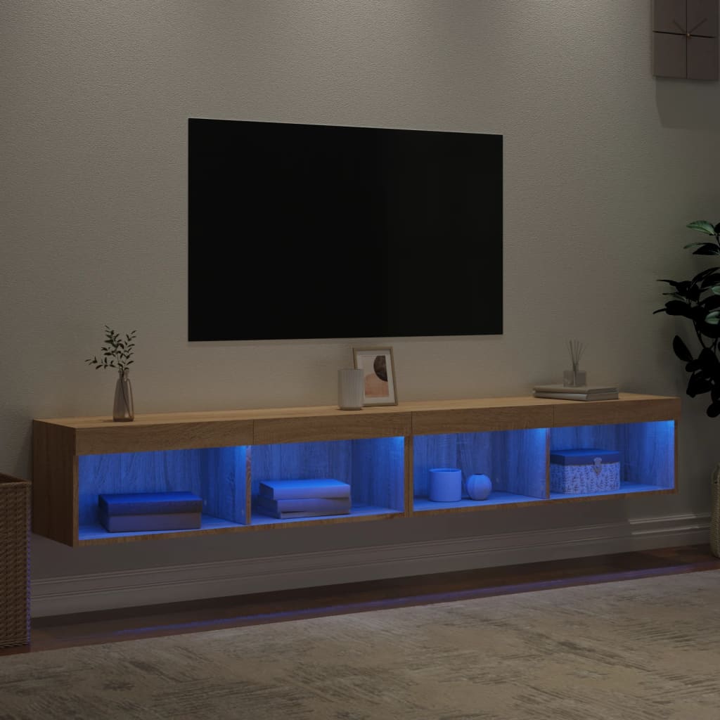 2 Piece TV Cabinet Set with LED Lights Sonoma Oak 100x30x30 cm