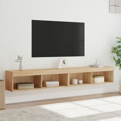 2 Piece TV Cabinet Set with LED Lights Sonoma Oak 100x30x30 cm