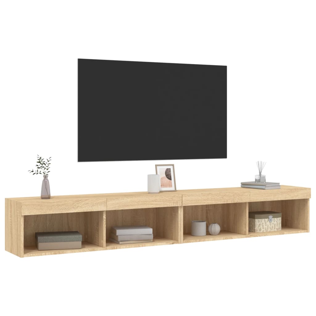 2 Piece TV Cabinet Set with LED Lights Sonoma Oak 100x30x30 cm