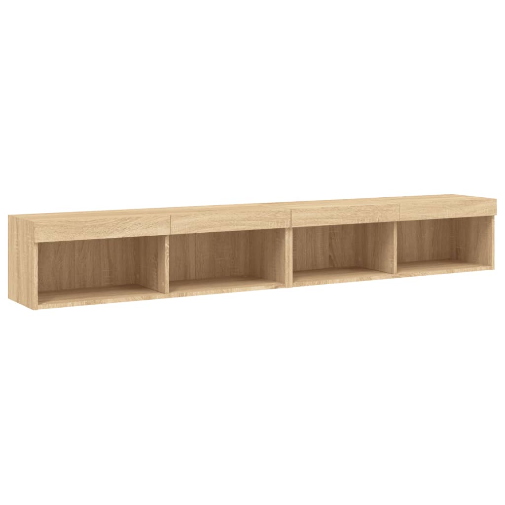 2 Piece TV Cabinet Set with LED Lights Sonoma Oak 100x30x30 cm