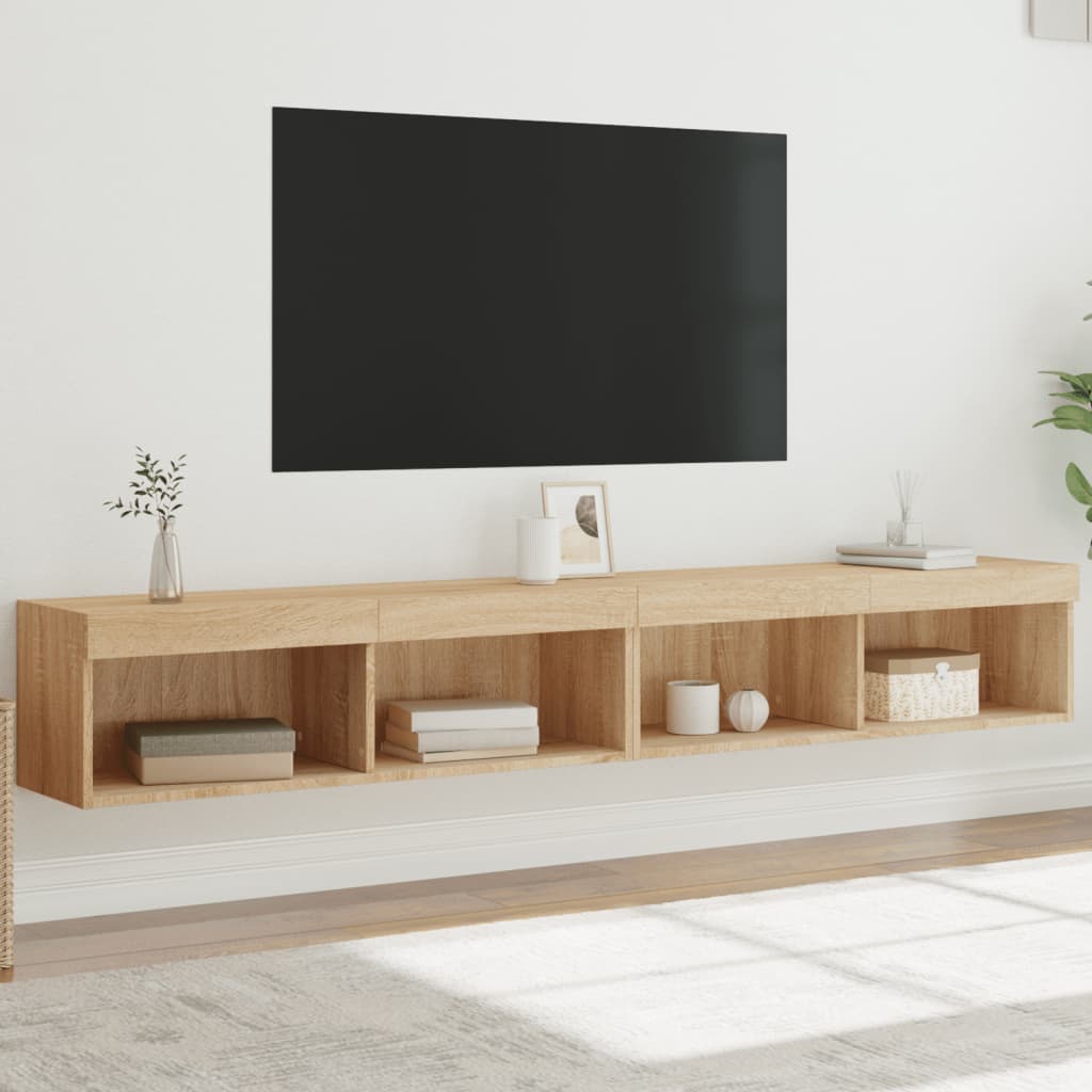 2 Piece TV Cabinet Set with LED Lights Sonoma Oak 100x30x30 cm