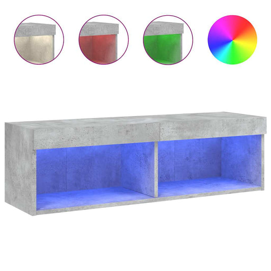 TV Cabinet with LED Lights Concrete Grey 100x30x30 cm