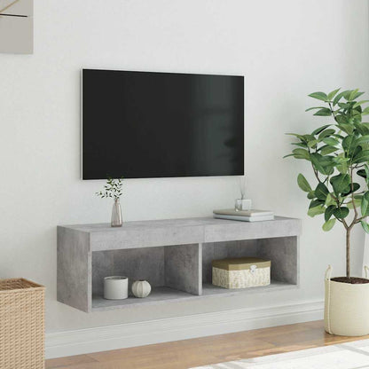 TV Cabinet with LED Lights Concrete Grey 100x30x30 cm