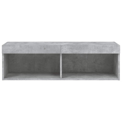 TV Cabinet with LED Lights Concrete Grey 100x30x30 cm