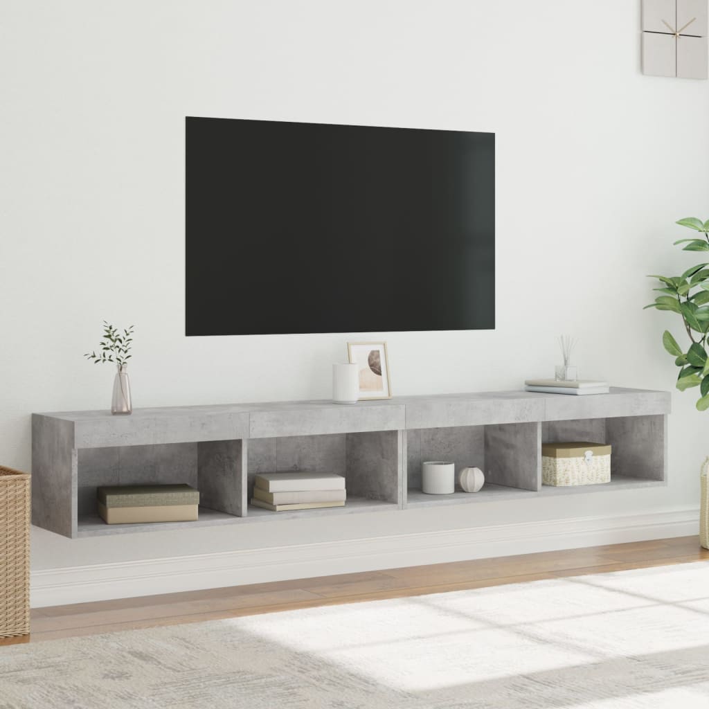 TV Cabinets with LED Lights 2 pcs Concrete Grey 100x30x30 cm
