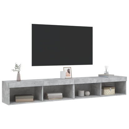 2 Piece TV Cabinet Set with LED Lights Concrete Grey 100x30x30 cm
