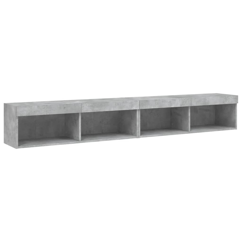 2 Piece TV Cabinet Set with LED Lights Concrete Grey 100x30x30 cm