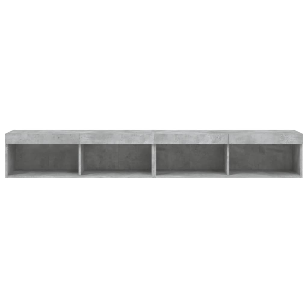 2 Piece TV Cabinet Set with LED Lights Concrete Grey 100x30x30 cm