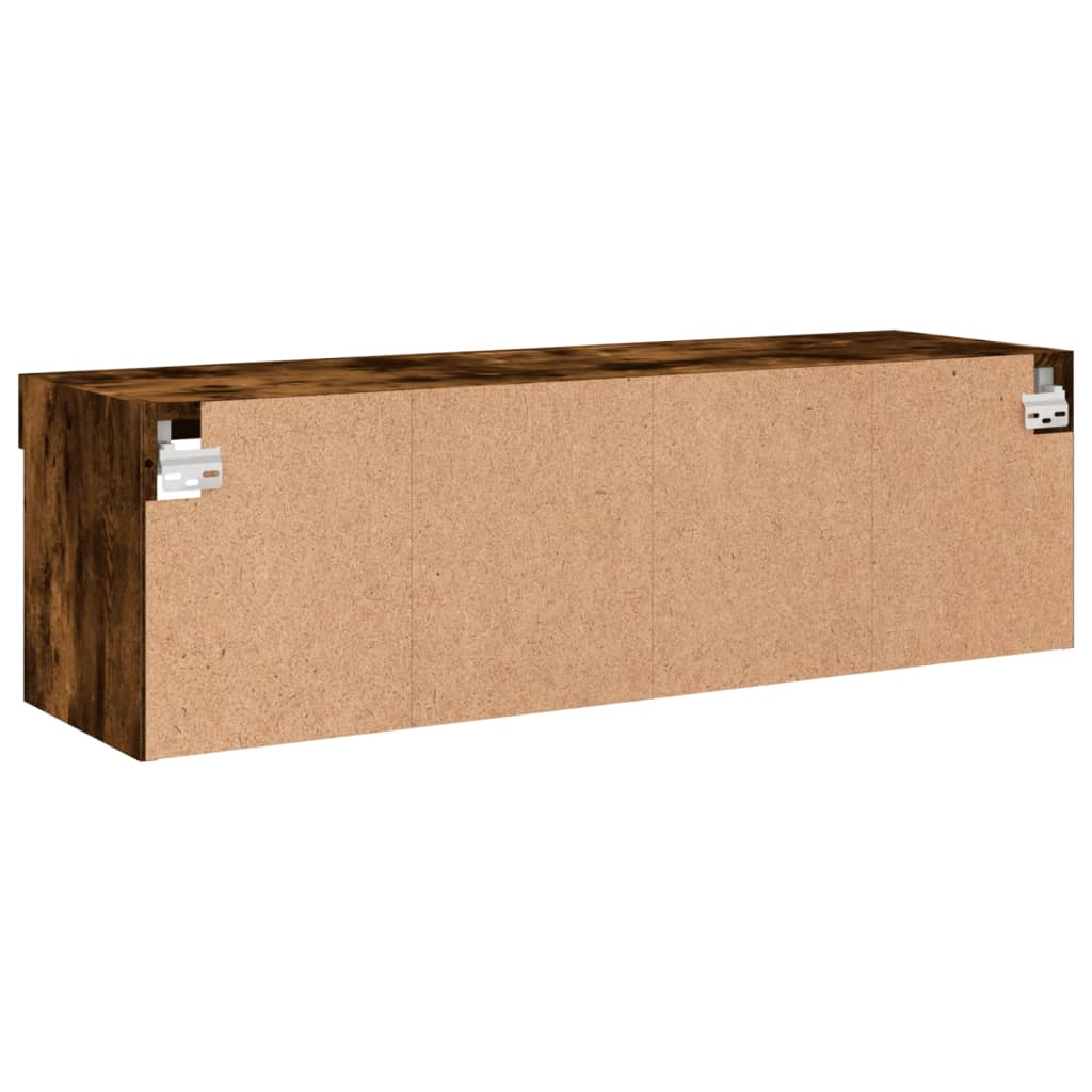 TV Cabinet with LED Lights Smoked Oak 100x30x30 cm