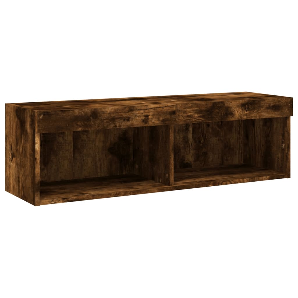 TV Cabinet with LED Lights Smoked Oak 100x30x30 cm