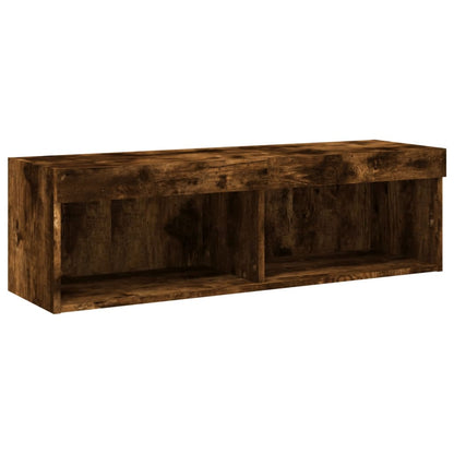 TV Cabinet with LED Lights Smoked Oak 100x30x30 cm
