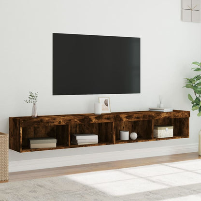 2 Piece TV Cabinet Set with LED Lights Smoked Oak 100x30x30 cm