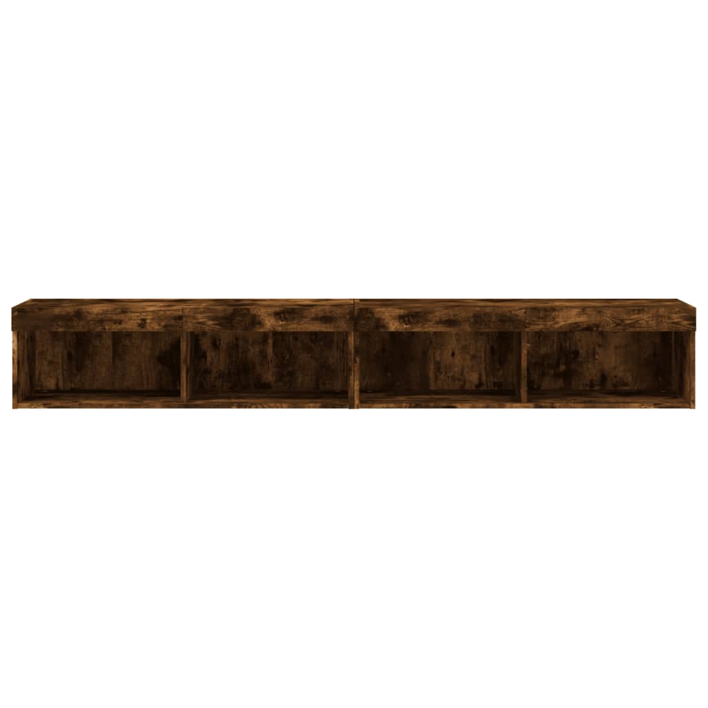 TV Cabinets with LED Lights 2 pcs Smoked Oak 100x30x30 cm