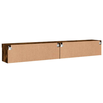 2 Piece TV Cabinet Set with LED Lights Smoked Oak 100x30x30 cm
