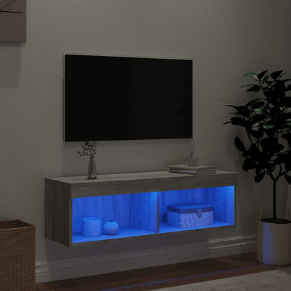 TV Cabinet with LED Lights Grey Sonoma 100x30x30 cm