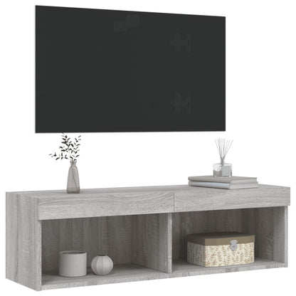 TV Cabinet with LED Lights Grey Sonoma 100x30x30 cm