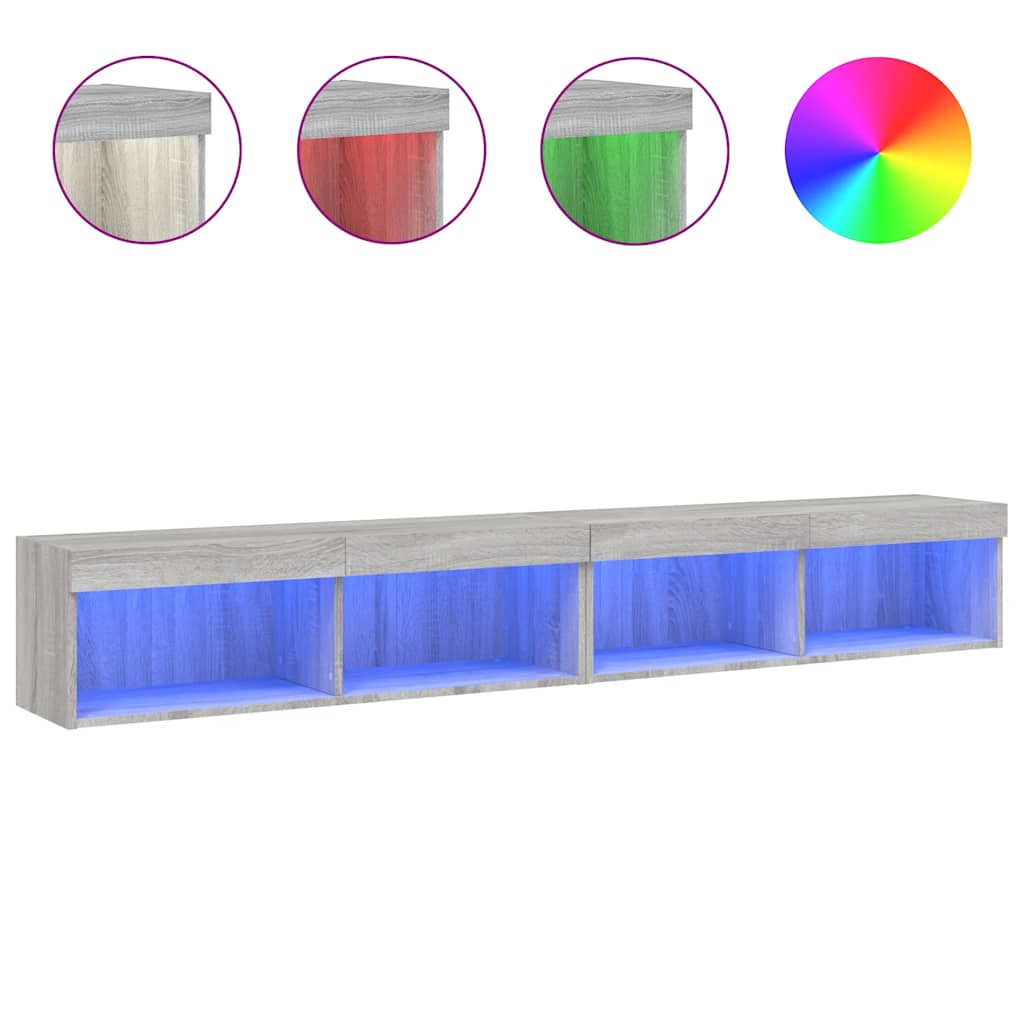 2 Piece TV Cabinet Set with LED Lights Grey Sonoma 100x30x30 cm