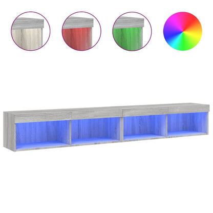 2 Piece TV Cabinet Set with LED Lights Grey Sonoma 100x30x30 cm