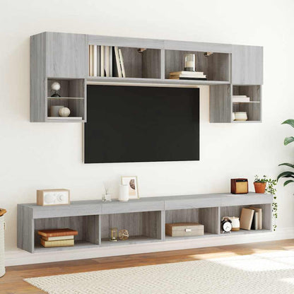 2 Piece TV Cabinet Set with LED Lights Grey Sonoma 100x30x30 cm